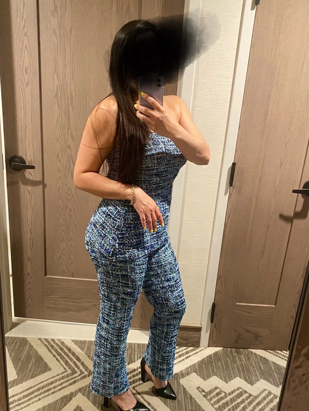 Zara Strapless Blue Tweed two piece